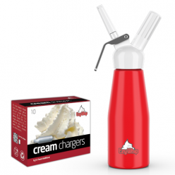 Ezywhip Cream Whipper 0.5L Red and 10 Pack x 6 (60 Bulbs)